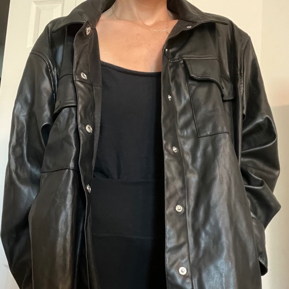 FAKE LEATHER LOOK BIKER JACKET - Picture 5 of 10